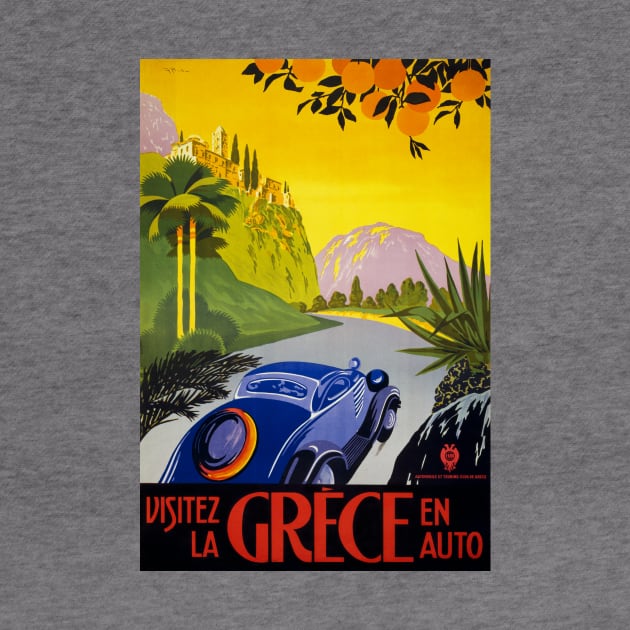 Vintage Travel Poster Greece Visitez la Grece en auto by vintagetreasure